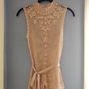 Banana Republic CROCHET Top w/ Satin Sash